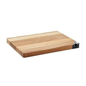 Tocator din lemn de salcam, acacia, Piksel, cu ascutitor de cutite, 24, 5x17, 5x1, 5 cm imagine