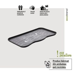 Tavita incaltaminte model Sweet Home, polipropilena reciclata, gri/negru, 38x75 cm, cod 112004 imagine