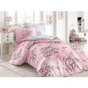 Lenjerie de pat pentru o persoana Young, 3 piese, 160x220 cm, 100% bumbac ranforce, Cotton Box, Feeling, roz imagine