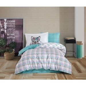 Lenjerie de pat pentru o persoana, 3 piese, 160x220 cm, 100% bumbac poplin, Hobby, Monart, verde imagine