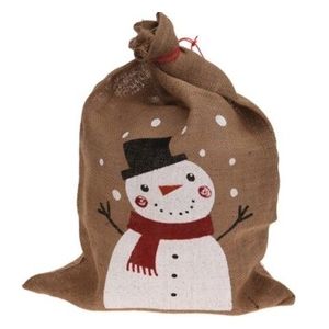 Sac pentru cadouri Snowman, 50x70 cm, iuta, multicolor imagine
