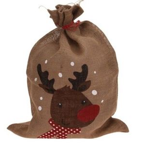 Sac pentru cadouri Reindeer, 50x70 cm, iuta, multicolor imagine