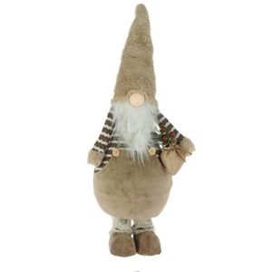 Decoratiune luminoasa Boy Gnome w bag, 18x21x61 cm, plus, maro/alb imagine