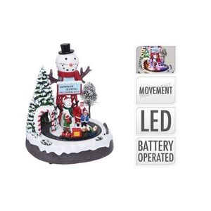 Decoratiune luminoasa cu functie de miscare Snowman festival, 10 LED-uri, 24.5 x 23.5 x 29 cm imagine