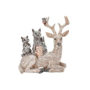 Decoratiune Reindeer, raccoon and rabbit, 13x7x15 cm, poliston imagine
