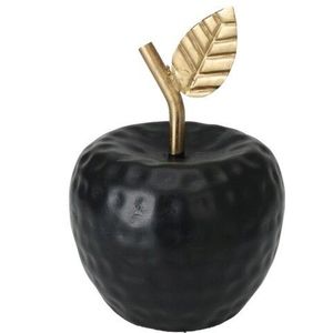 Decoratiune Apple, 11x10x10 cm aluminiu, negru/auriu imagine