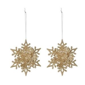 Set 2 decoratiuni brad Snowflake, 11.5x2.5x11.5 cm, polipropilena, auriu imagine