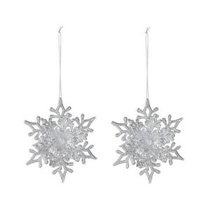 Set 2 decoratiuni brad Snowflake, 11.5x2.5x11.5 cm, polipropilena, argintiu imagine