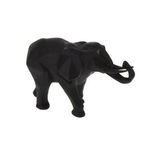 Decoratiune Elephant Geometric, 25x9x15 cm, polistone, negru imagine