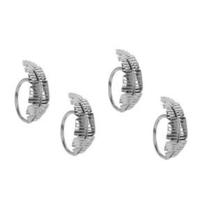 Set 4 inele pentru servetele Leaf V4, 4.5 x 3 cm, metal, argintiu imagine