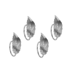 Set 4 inele pentru servetele Leaf V3, 4.5 x 3 cm, metal, argintiu imagine