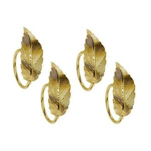 Set 4 inele pentru servetele Leaf V3, 4.5 x 3 cm, metal, auriu imagine
