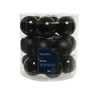 Cutie cu 18 globuri asortate Baubles, Decoris, Ø4 cm, sticla, negru imagine