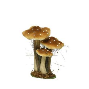 Decoratiune Mushroom, Decoris, 14x18x26 cm, poliester, mustar imagine