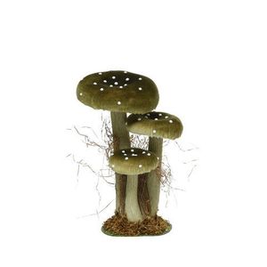 Decoratiune Mushroom, Decoris, 14x18x26 cm, poliester, verde imagine