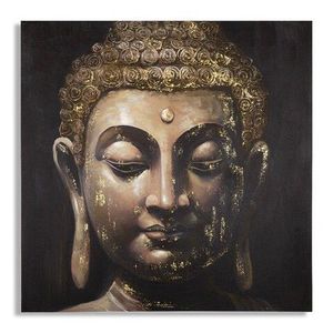 Tablou decorativ, Buddha -B, Mauro Ferretti, 100 x 100 cm, canvas imprimat si pictat/lemn de pin, multicolor imagine