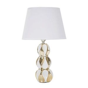Lampa de masa, Glam Balls, Mauro Ferretti, 1 x E27, 40W, Ø28 x 46 cm, ceramica/fier/textil, alb/auriu imagine