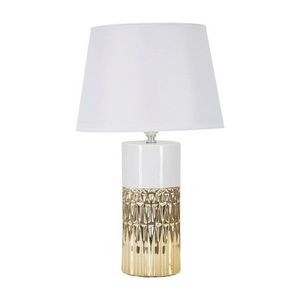 Lampa de masa, Glam Elegant, Mauro Ferretti, 1 x E27, 40W, Ø30 x 48.5 cm, ceramica/fier/textil, alb/auriu imagine