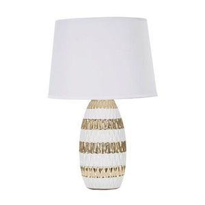 Lampa de masa, Glam Mix, Mauro Ferretti, 1 x E27, 40W, Ø33 x 50 cm, ceramica/fier/textil, alb/auriu imagine