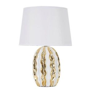 Lampa de masa, Glam Stary, Mauro Ferretti, 1 x E27, 40W, 33 x 33 x 48 cm, ceramica/fier/textil, alb/auriu imagine