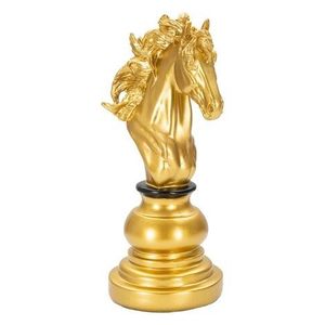 Statueta decorativa / Piesa de sah Cal, Gold Horse, Mauro Ferretti, 14 x 11 x 27 cm, polirasina, auriu/negru imagine