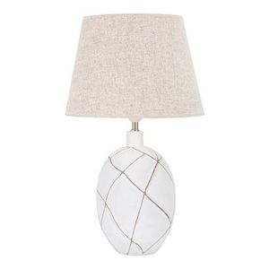 Lampa de masa, Lines, Mauro Ferretti, 1 x E27, 40W, Ø35 x 60 cm, polirasina/fier/textil, alb antic/maro imagine