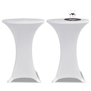 vidaXL Husă de masă cu picior Ø70 cm, 2 buc., alb, elastic imagine