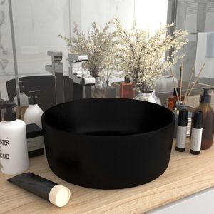 vidaXL Chiuvetă baie lux, negru mat, 40x15 cm, ceramică, rotund imagine