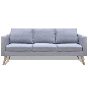 Canapea cu 3 locuri, material textil, gri deschis imagine