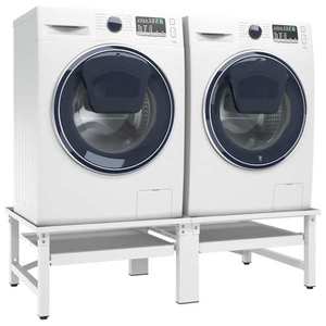 vidaXL Suport mașină de spălat/uscător, cu rafturi retractabile, alb imagine