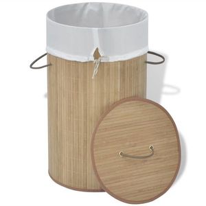 vidaXL Coș de rufe cilindric din bambus maro imagine