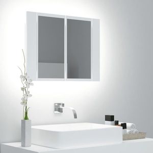 vidaXL Dulap de baie cu oglindă și LED, alb, 60x12x45 cm acril imagine