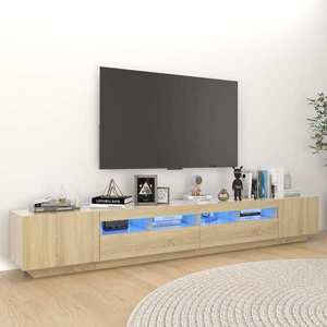 vidaXL Comodă TV cu lumini LED, stejar Sonoma, 260x35x40 cm imagine