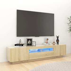 vidaXL Comodă TV cu lumini LED, stejar sonoma, 180x35x40 cm imagine
