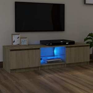 vidaXL Comodă TV cu lumini LED, stejar sonoma, 140x40x35, 5 cm imagine