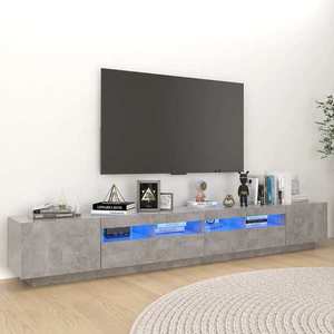 vidaXL Comodă TV cu lumini LED, gri beton, 260x35x40 cm imagine