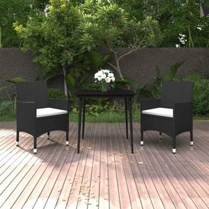 vidaXL Set mobilier de grădină cu perne, 3 buc., poliratan și sticlă imagine