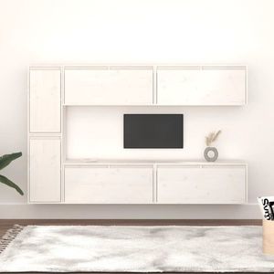 vidaXL Comode TV, alb, 6 buc., lemn masiv de pin imagine