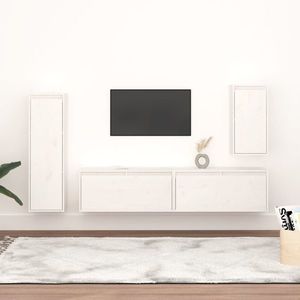 vidaXL Comode TV, alb, 4 buc., lemn masiv de pin imagine