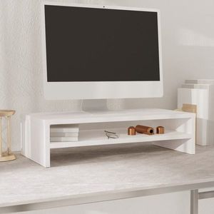vidaXL Stand pentru monitor, alb, 50x24x13 cm, lemn masiv de pin imagine