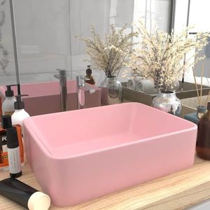 vidaXL Chiuvetă de baie lux, roz mat, 41 x 30 x 12 cm, ceramică imagine