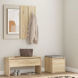 vidaXL Set de mobilier pentru hol, stejar sonoma, lemn prelucrat imagine