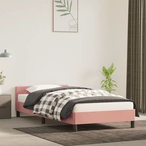 vidaXL Cadru de pat cu tăblie, roz, 80x200 cm, catifea imagine