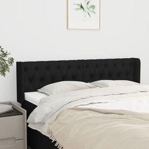 vidaXL Tăblie de pat cu aripioare negru 147x16x78/88 cm textil imagine