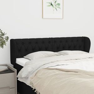 vidaXL Tăblie de pat cu aripioare negru 147x23x78/88 cm textil imagine