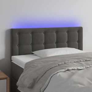 vidaXL Tăblie de pat cu LED, gri închis, 80x5x78/88 cm, catifea imagine