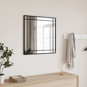 vidaXL Oglindă de perete, negru, 60x60 cm, pătrată, fier imagine