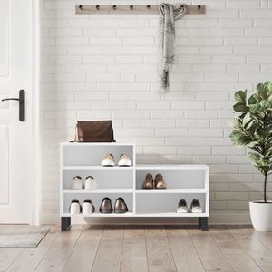 vidaXL Pantofar, alb, 102x36x60 cm, lemn compozit imagine