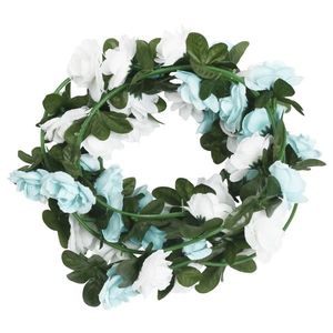 vidaXL Ghirlande de flori artificiale, 6 buc. albastru și alb, 240 cm imagine