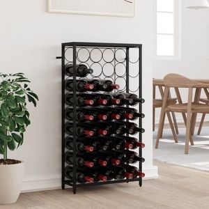 vidaXL Suport sticle vin, 45 de sticle negru 54x18x100 cm fier forjat imagine